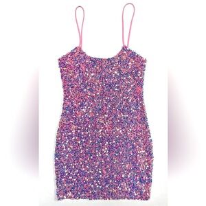 Lucy in the Sky Dress Women’s Small Pink Sparkle Sequin Mini Short